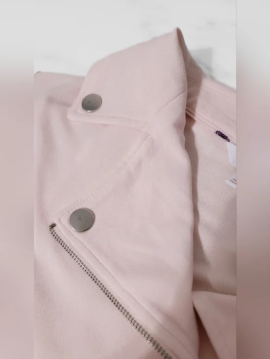Candie's Pale Pink Lightweight Zip Moto Jacket Size XS - Picture 4 of 5
